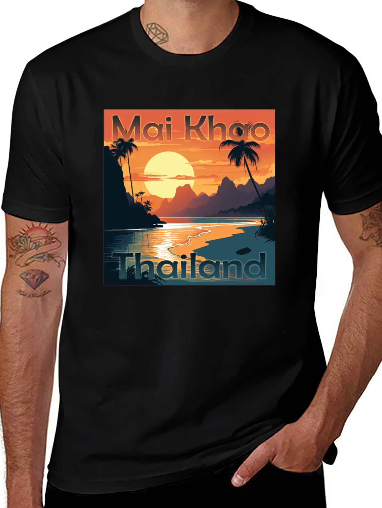 Mai Khao Thailand Black Graphic Tee