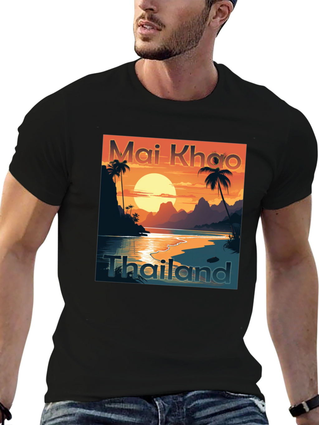 Mai Khao Thailand Black Graphic Tee