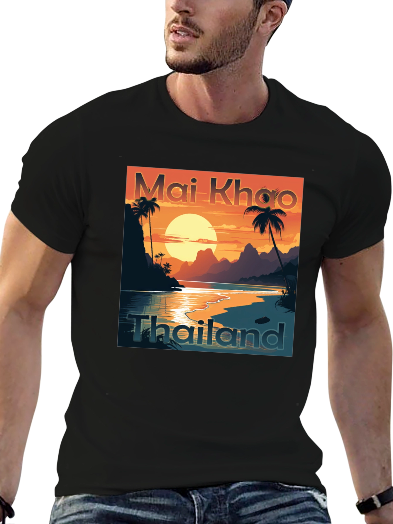 Mai Khao Thailand Black Graphic Tee