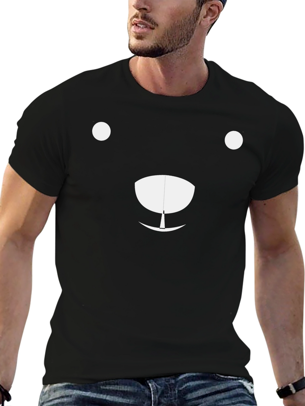 Minimalist Bear Graphic Black T-Shirt