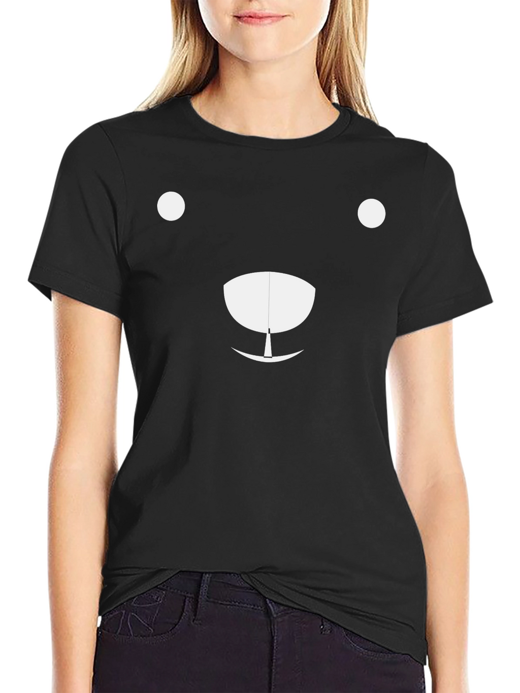 Minimalist Bear Graphic Black T-Shirt