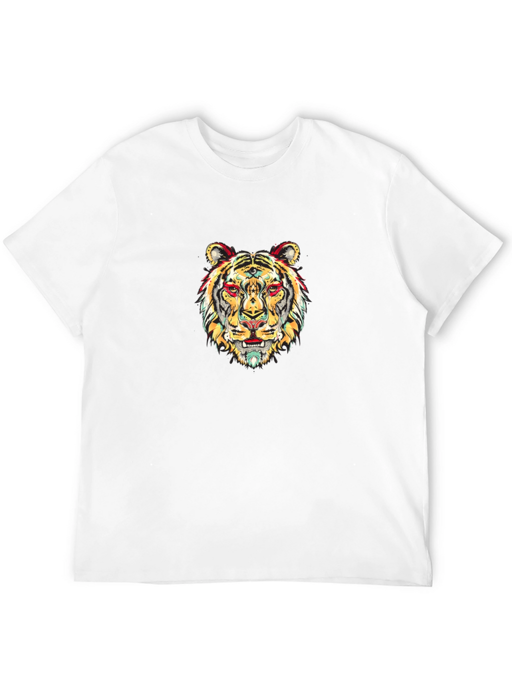 Vibrant Tiger Graphic Black T-Shirt