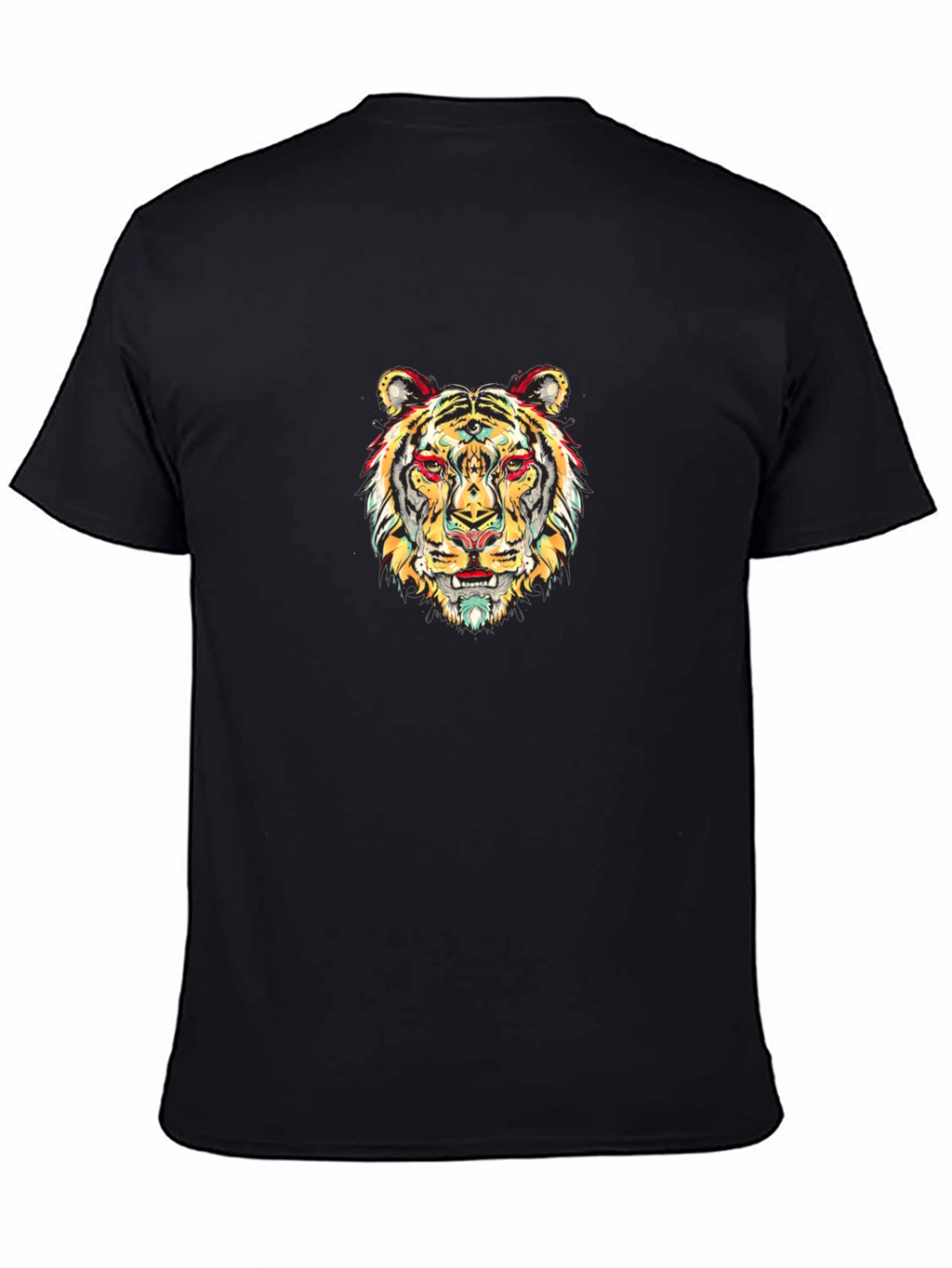 Vibrant Tiger Graphic Black T-Shirt
