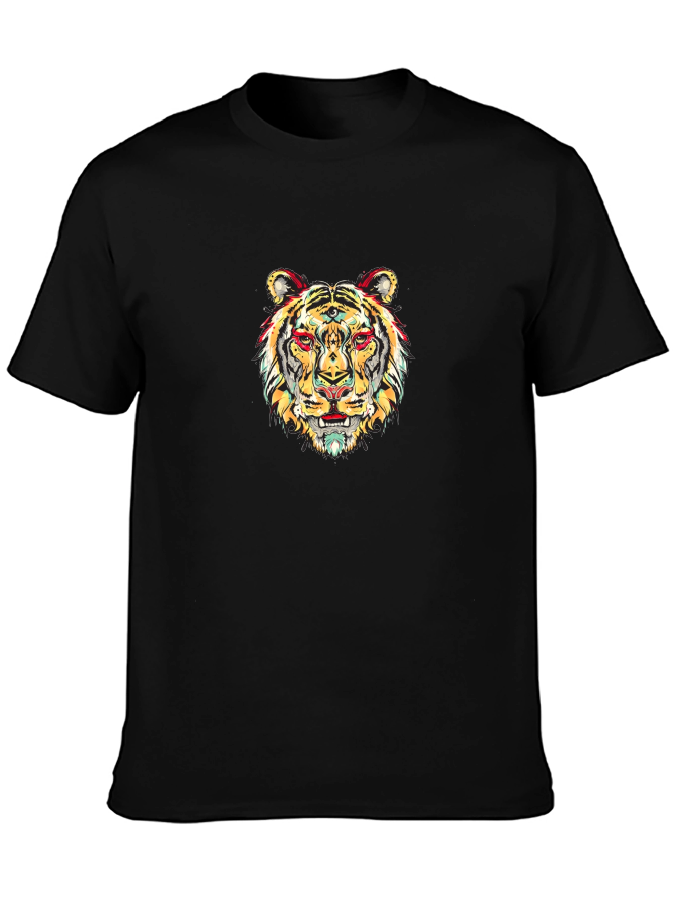 Vibrant Tiger Graphic Black T-Shirt