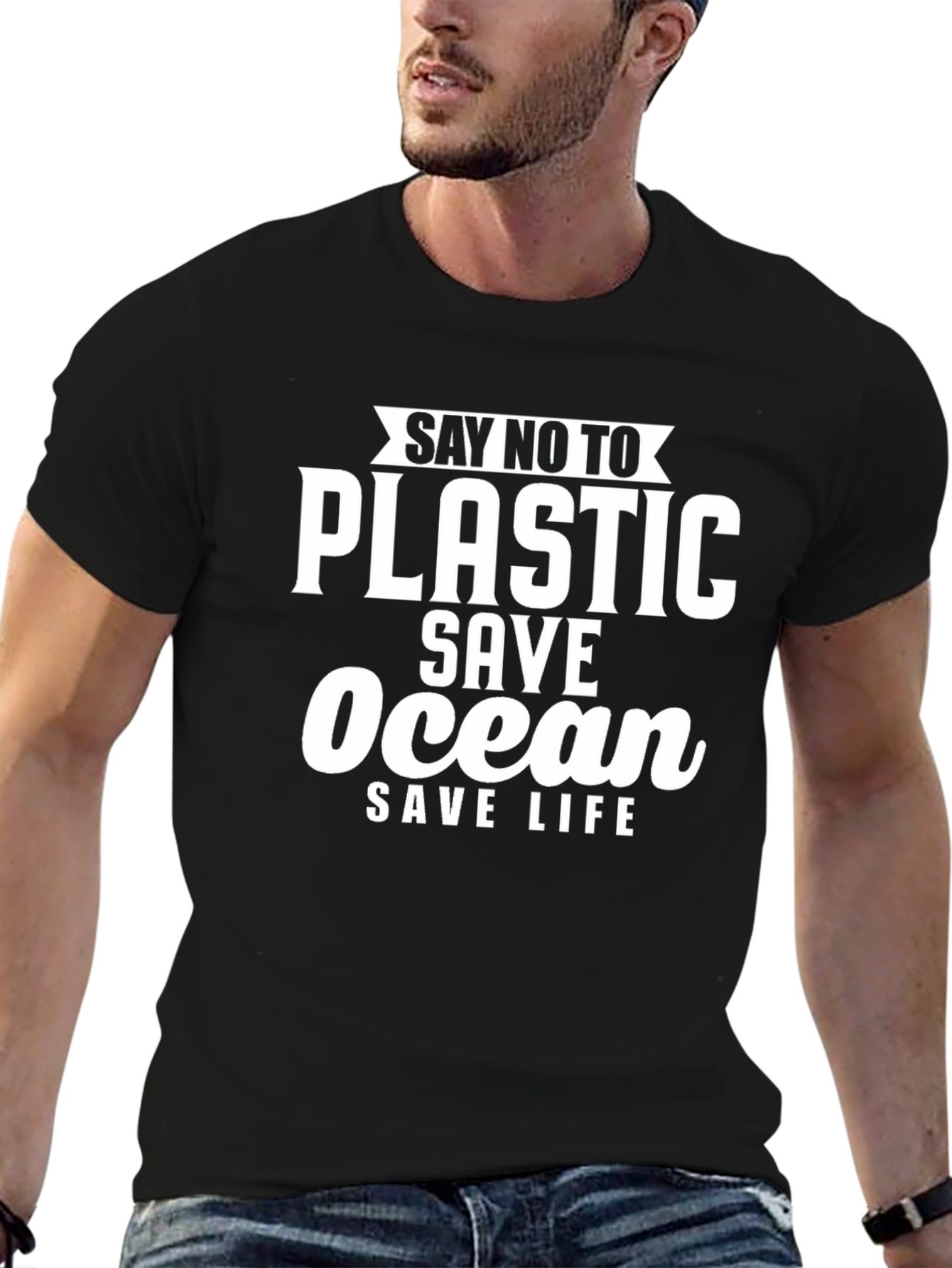 Eco-Friendly Say No To Plastic Graphic T-Shirt