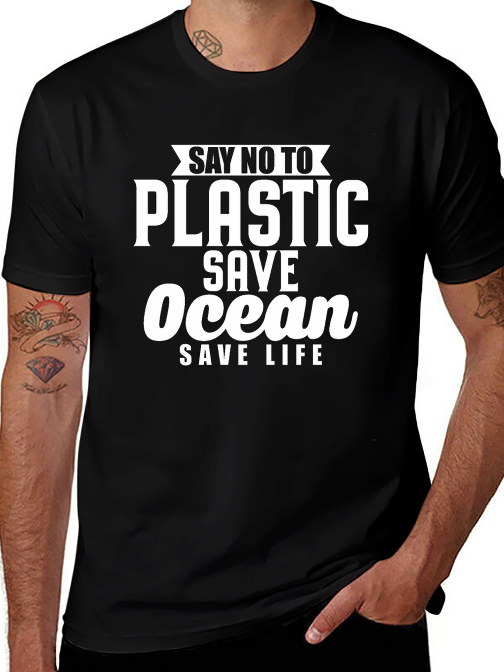 Eco-Friendly Say No To Plastic Graphic T-Shirt