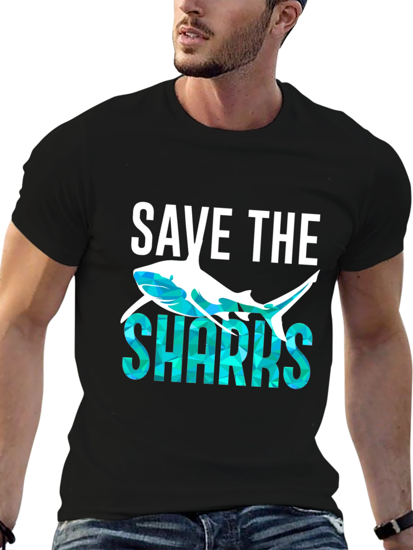 Save the Sharks Graphic T-Shirt - Black
