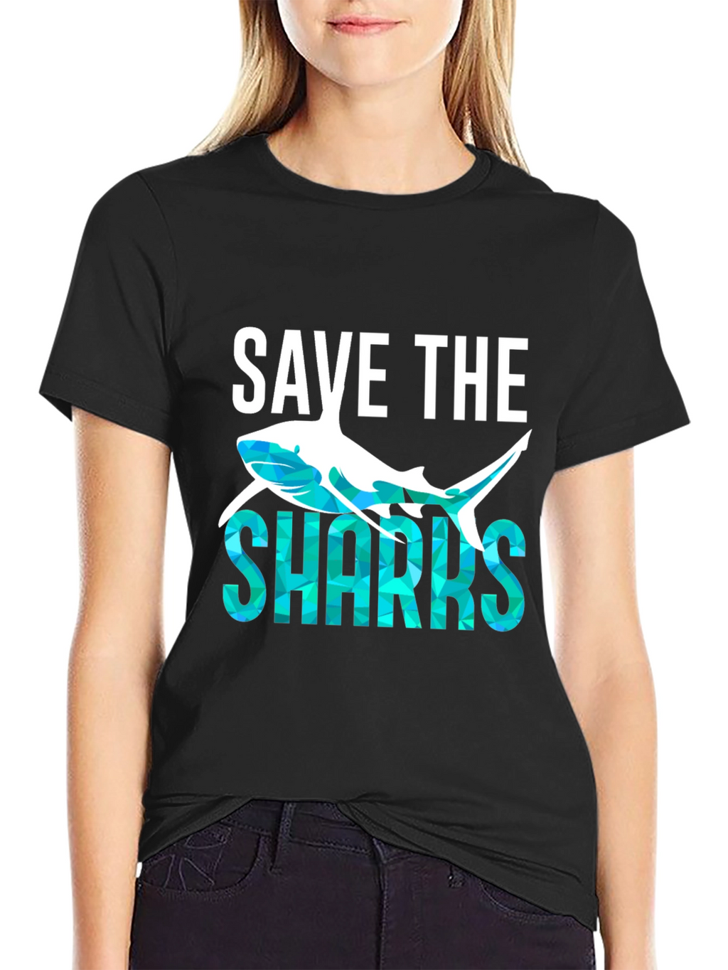 Save the Sharks Graphic T-Shirt - Black