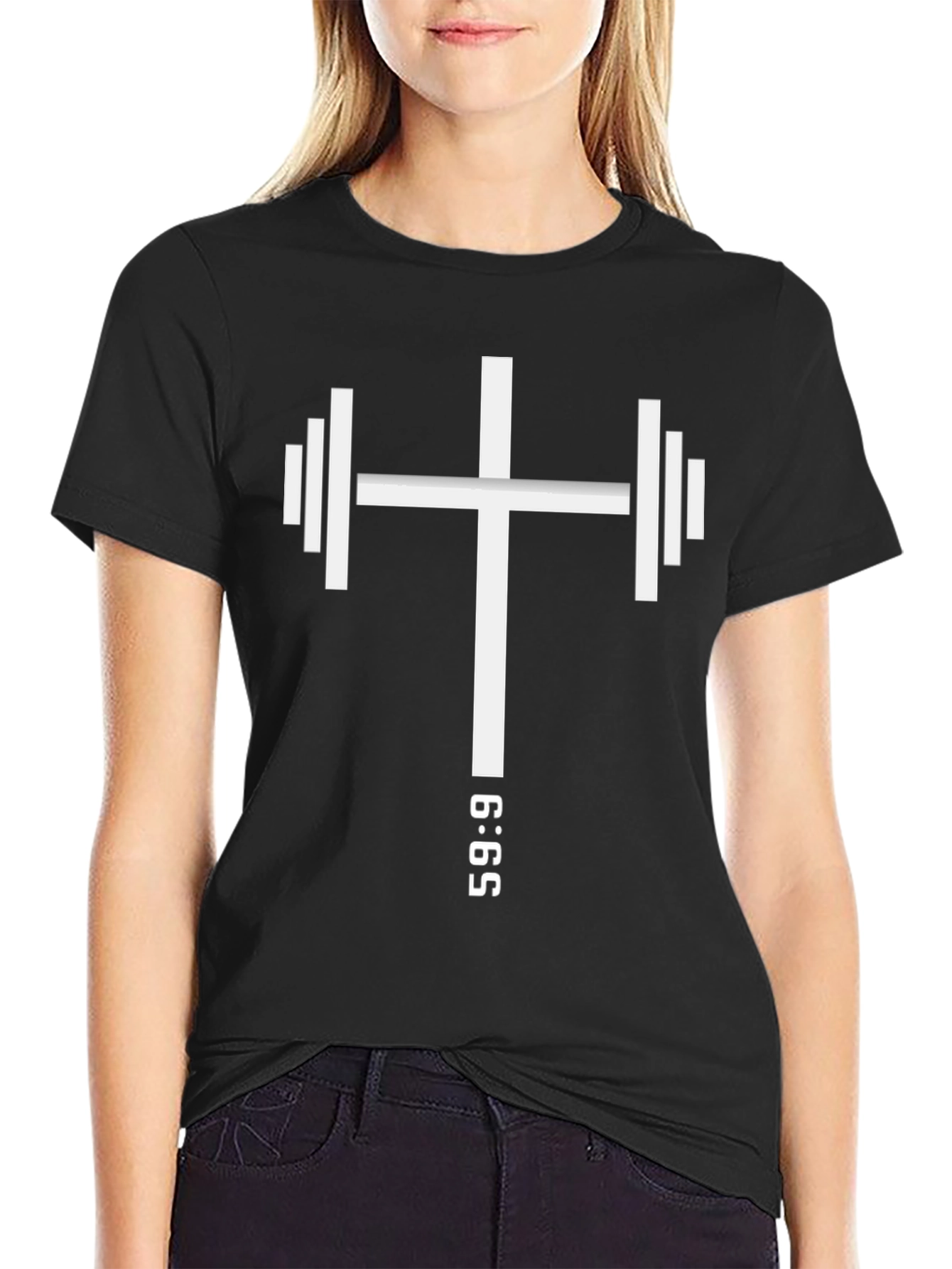 Faith Lift Black Graphic Tee - Cross & Barbell Design