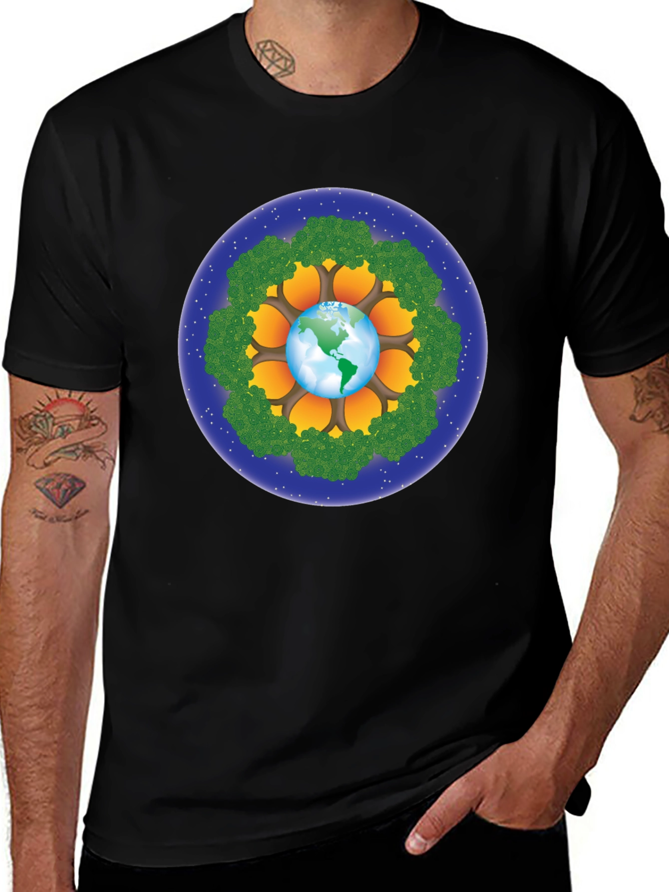 Earth & Trees Graphic Tee - Save the Planet T-Shirt