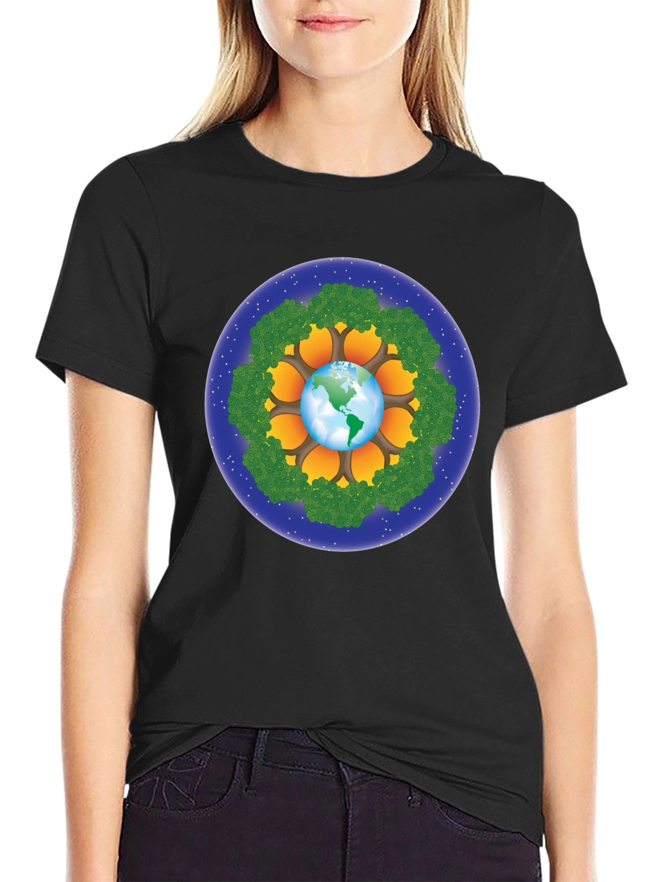 Earth & Trees Graphic Tee - Save the Planet T-Shirt
