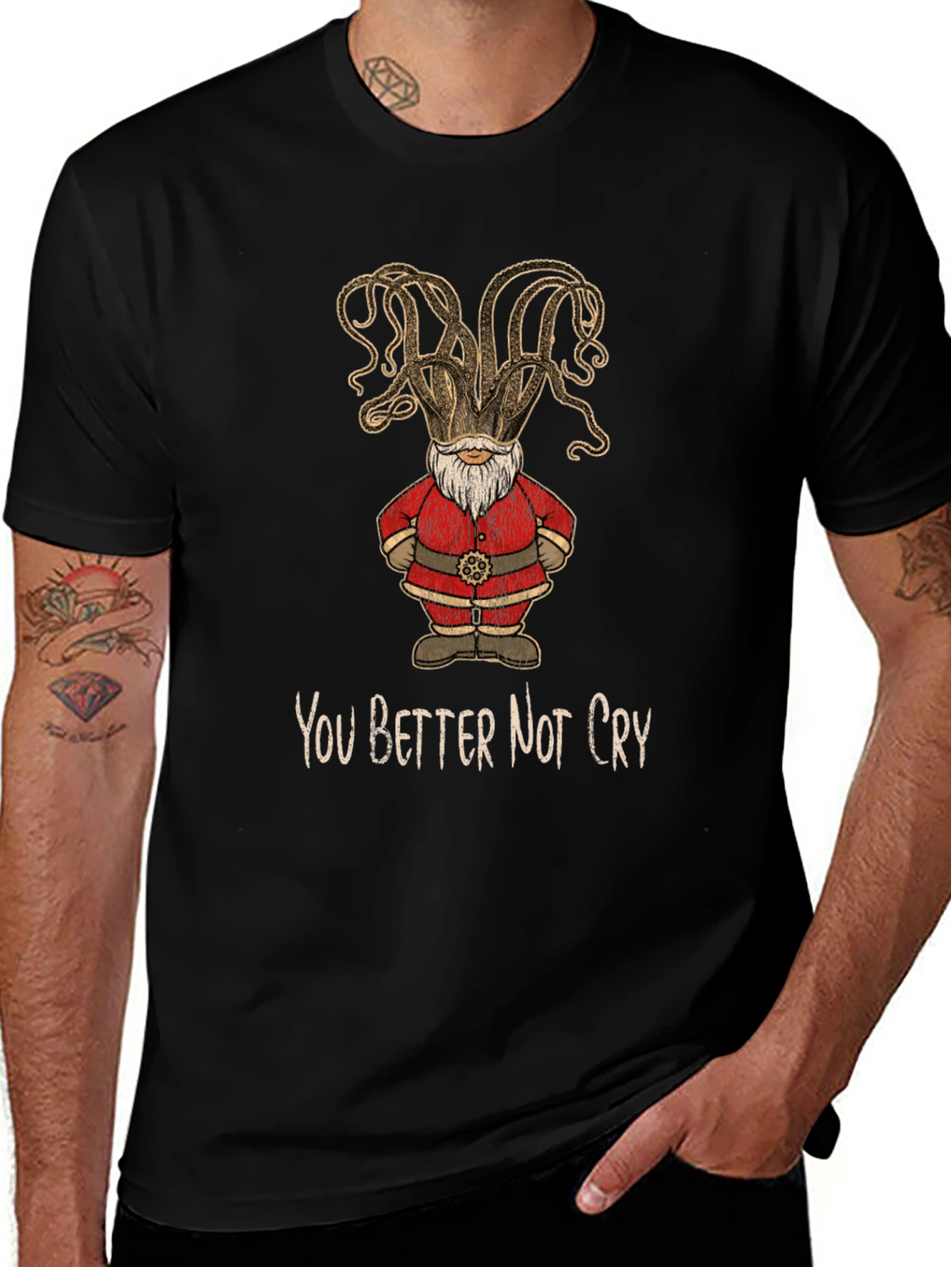 Octopus Santa T-Shirt - You Better Not Cry