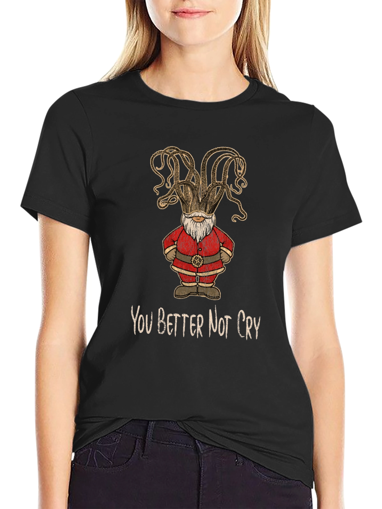 Octopus Santa T-Shirt - You Better Not Cry