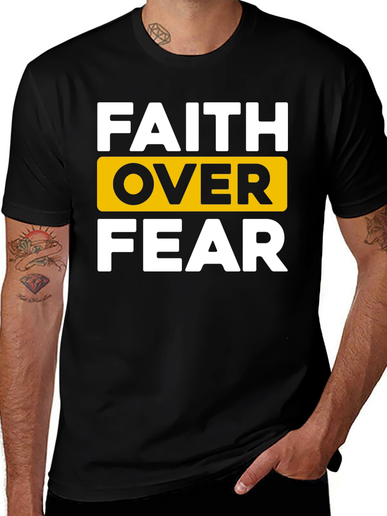 Faith Over Fear Graphic Tee - Black Cotton T-Shirt