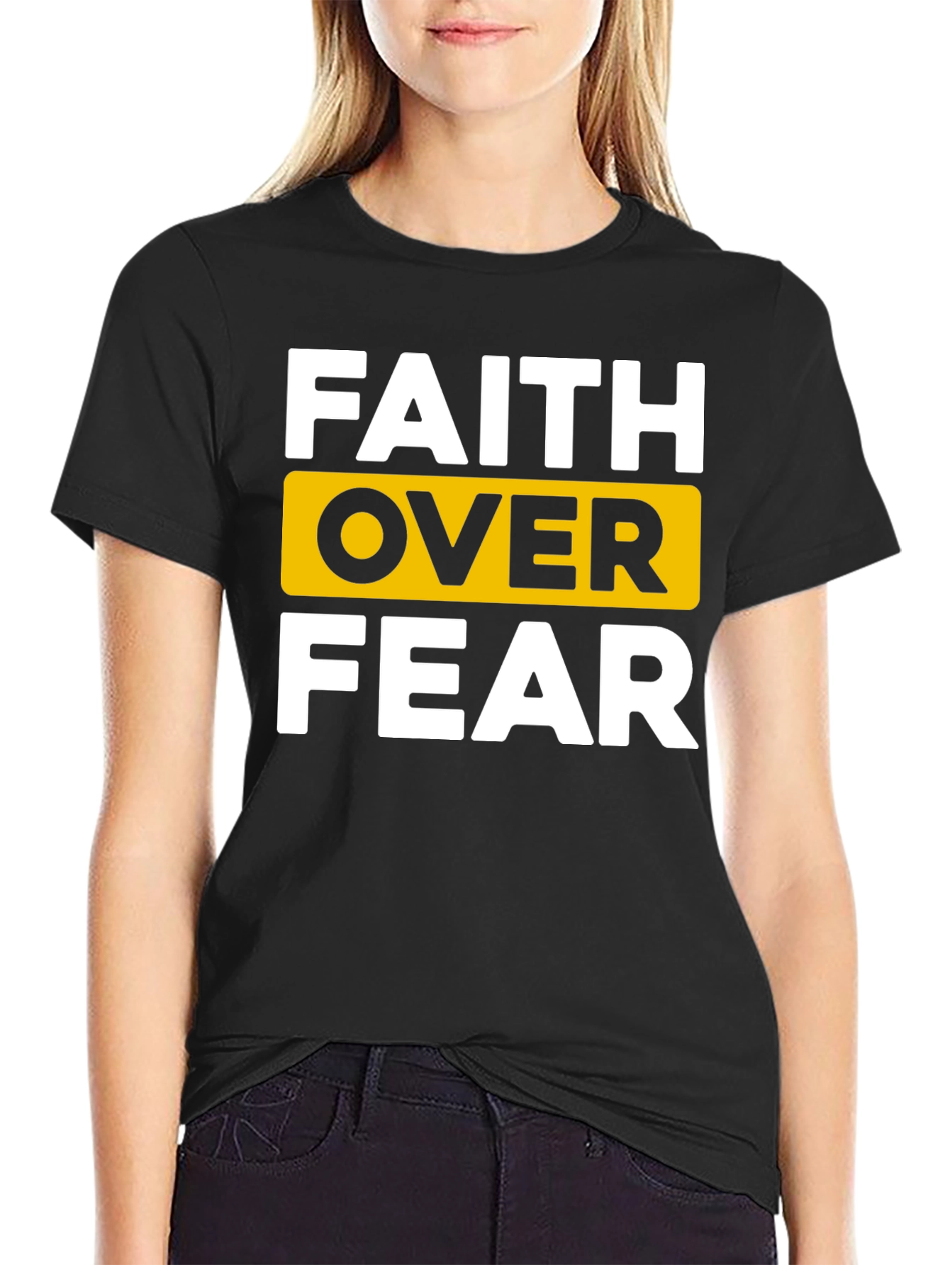 Faith Over Fear Graphic Tee - Black Cotton T-Shirt