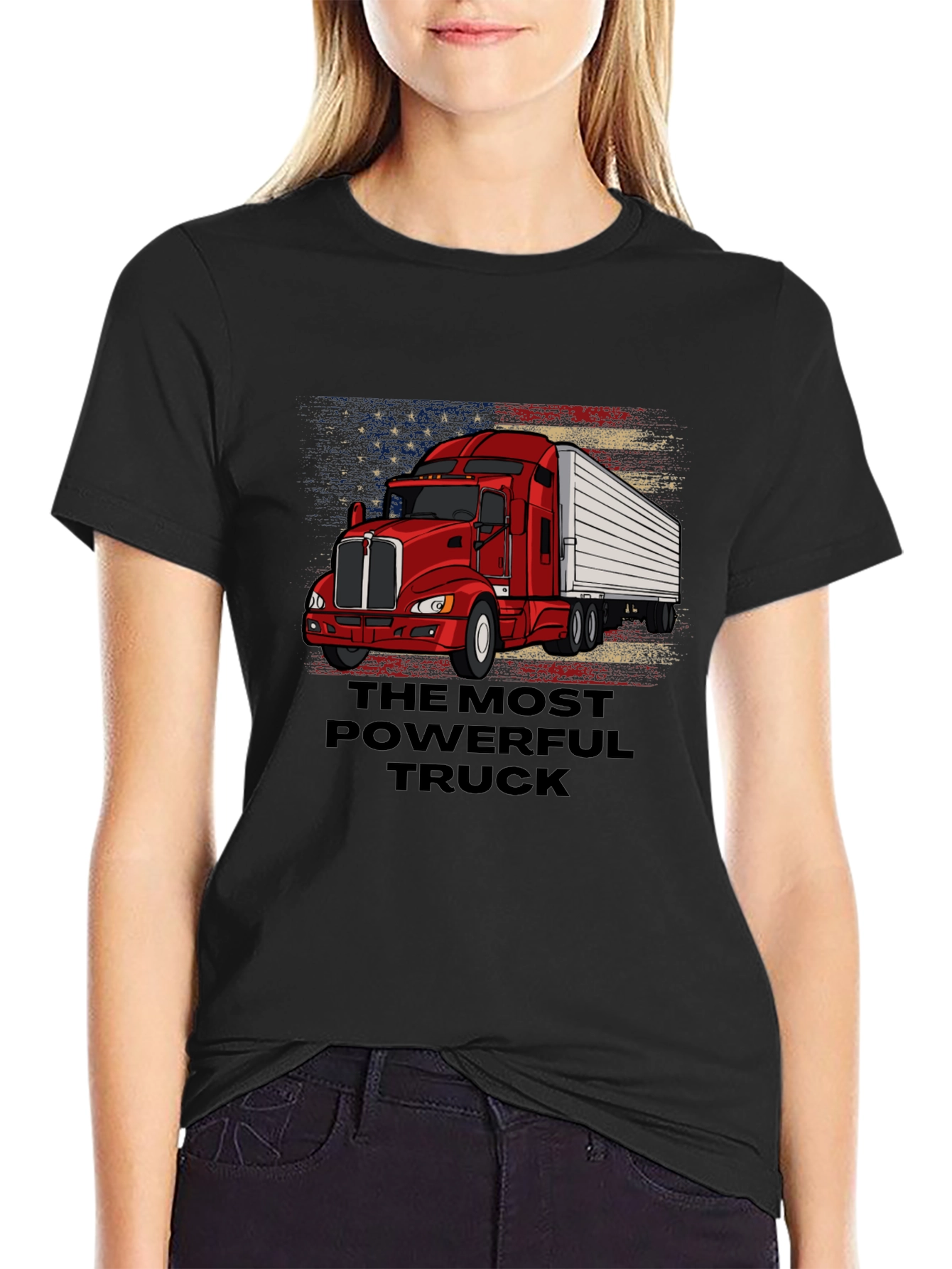 The Most Powerful Truck T-Shirt - American Flag Design