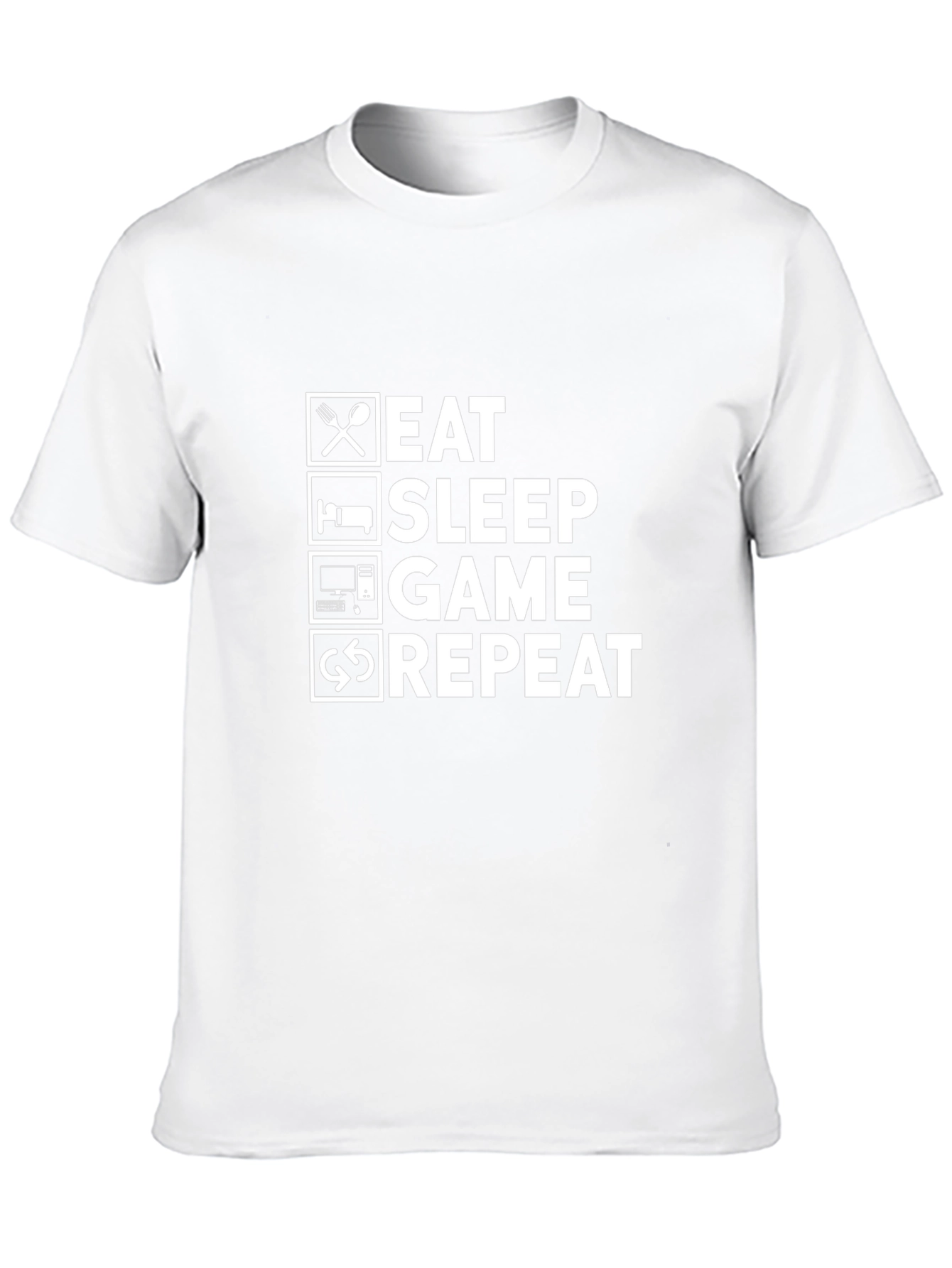 Eat Sleep Game Repeat Black Graphic T-Shirt