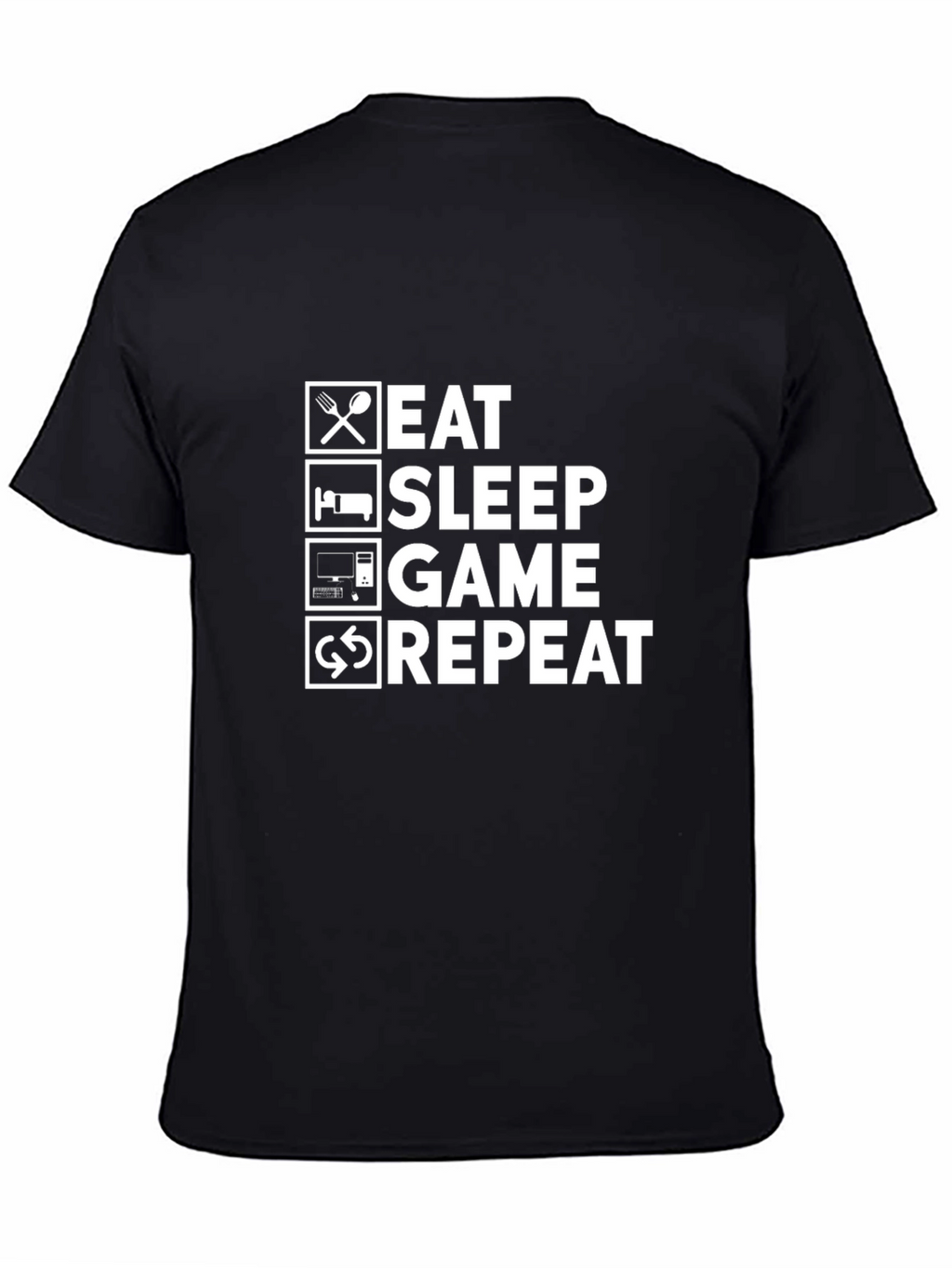 Eat Sleep Game Repeat Black Graphic T-Shirt