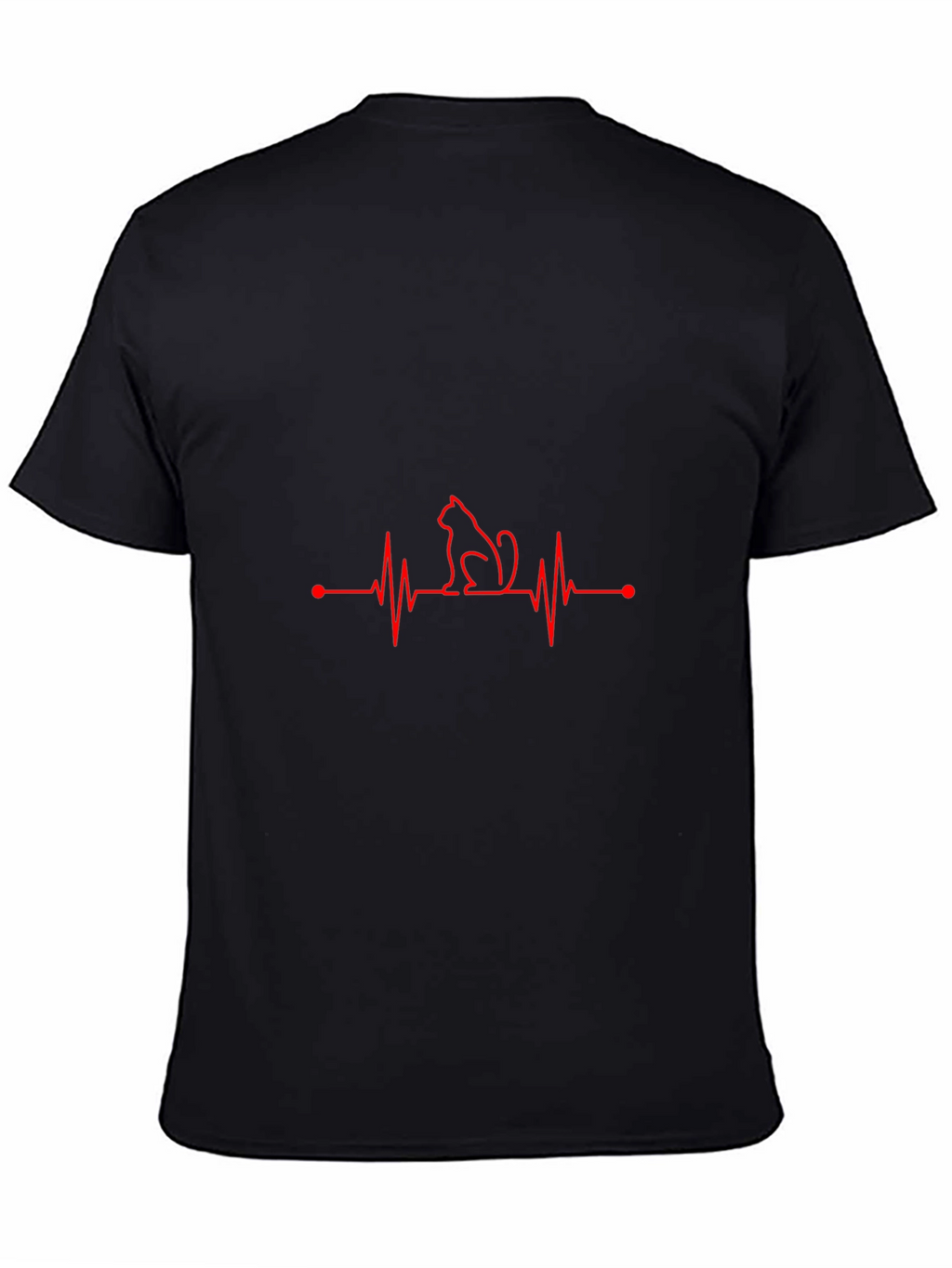 Cat Heartbeat T-Shirt - Black