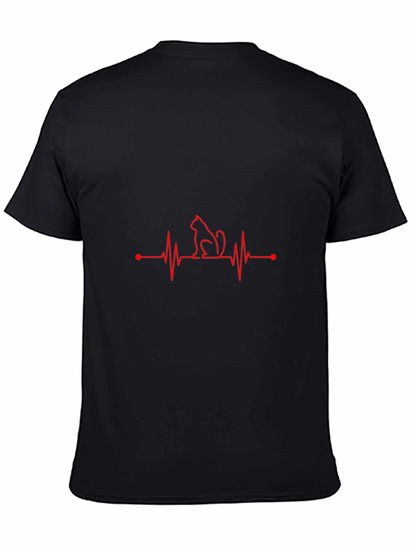 Cat Heartbeat T-Shirt - Black