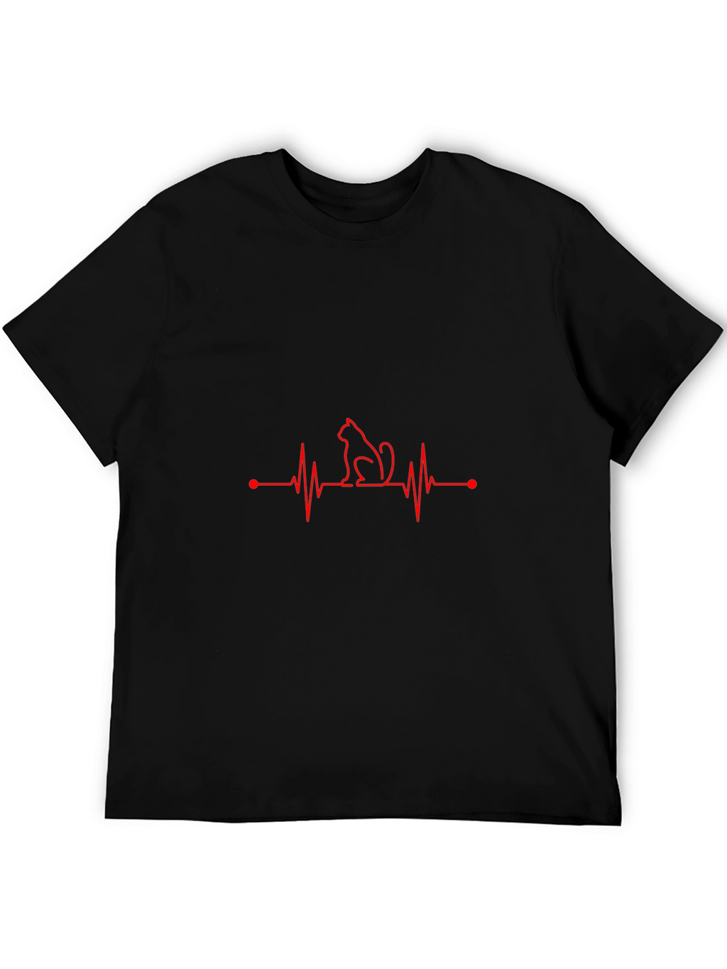 Cat Heartbeat T-Shirt - Black