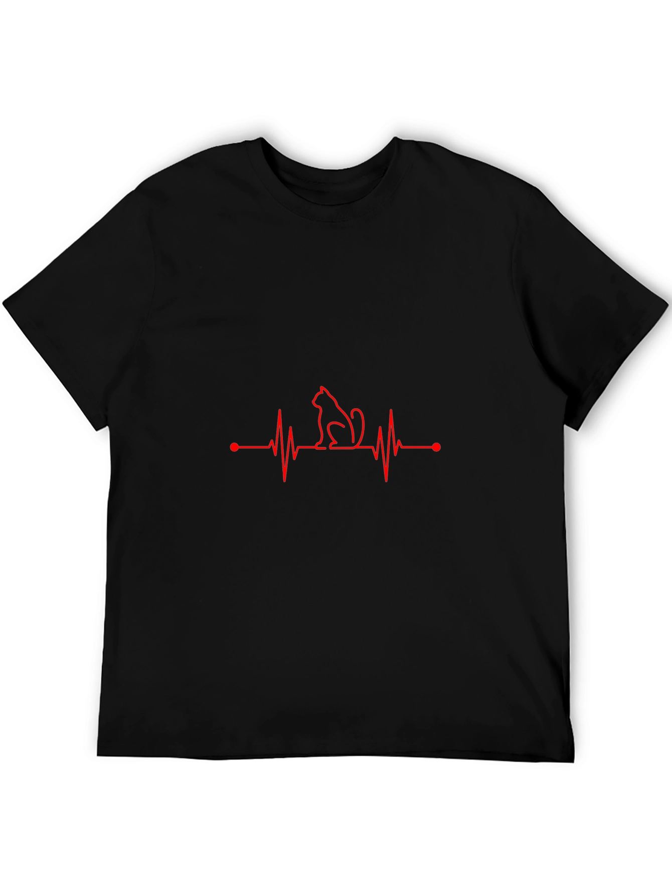 Cat Heartbeat T-Shirt - Black