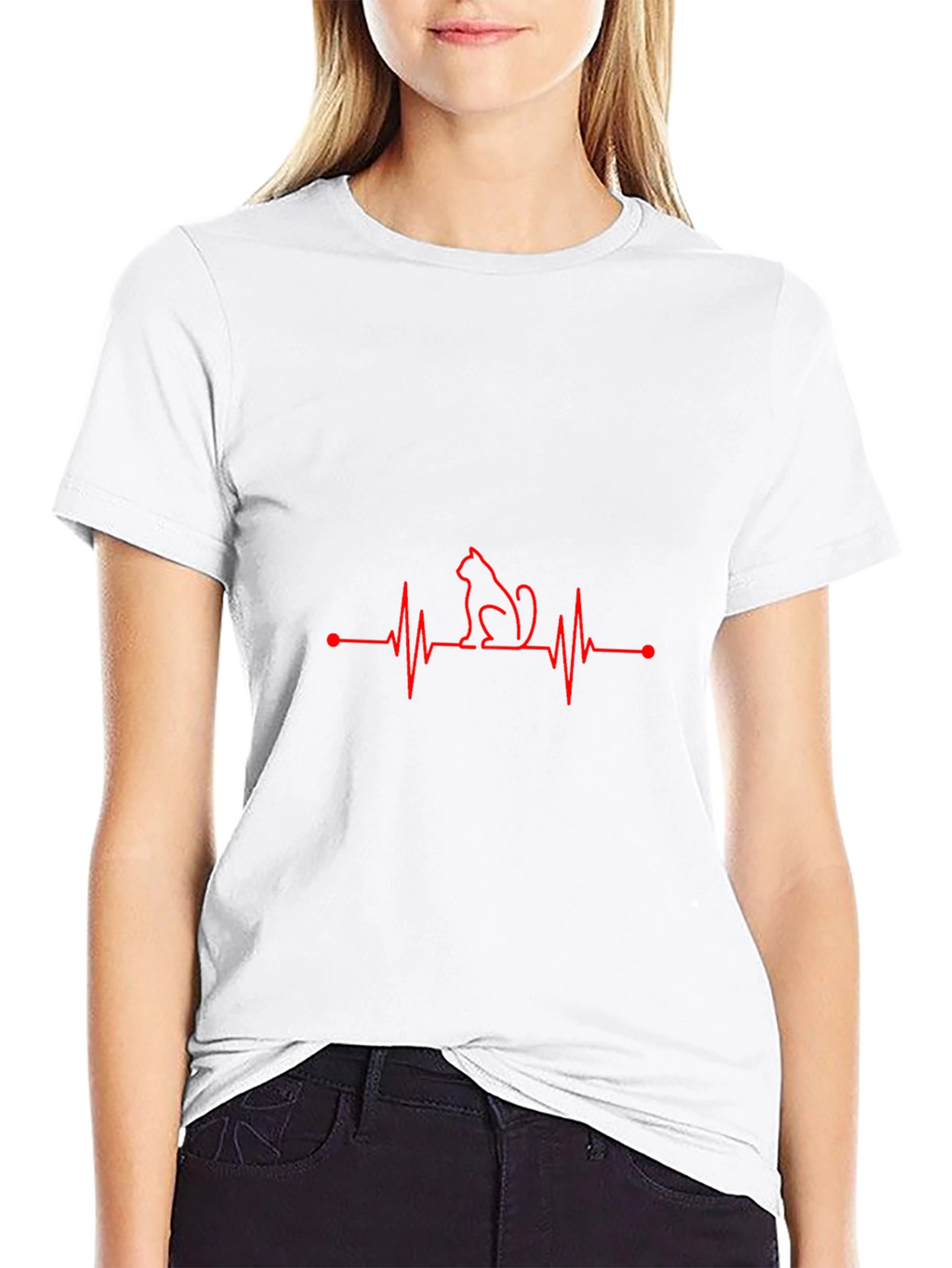 Cat Heartbeat T-Shirt - Black