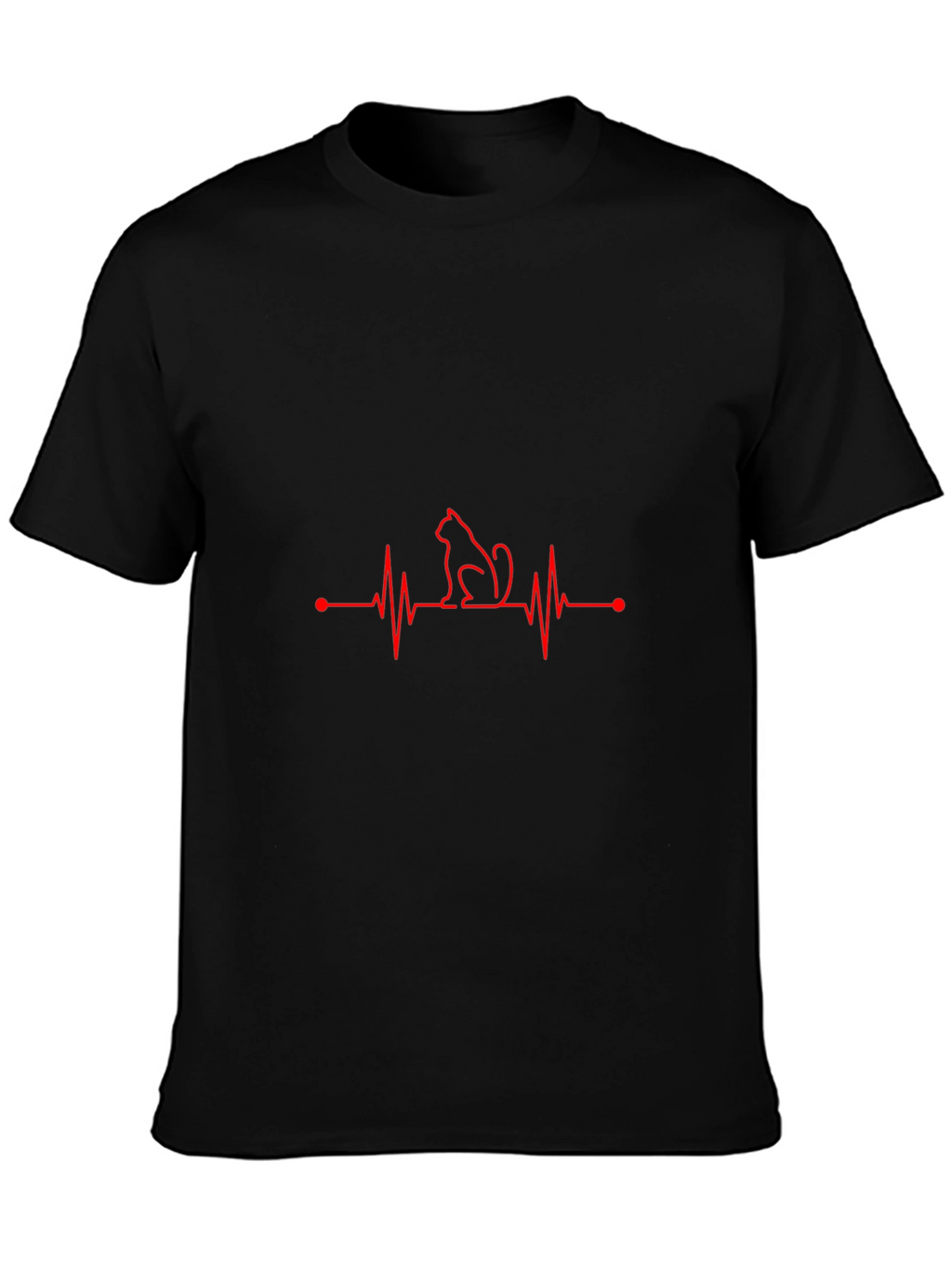 Cat Heartbeat T-Shirt - Black