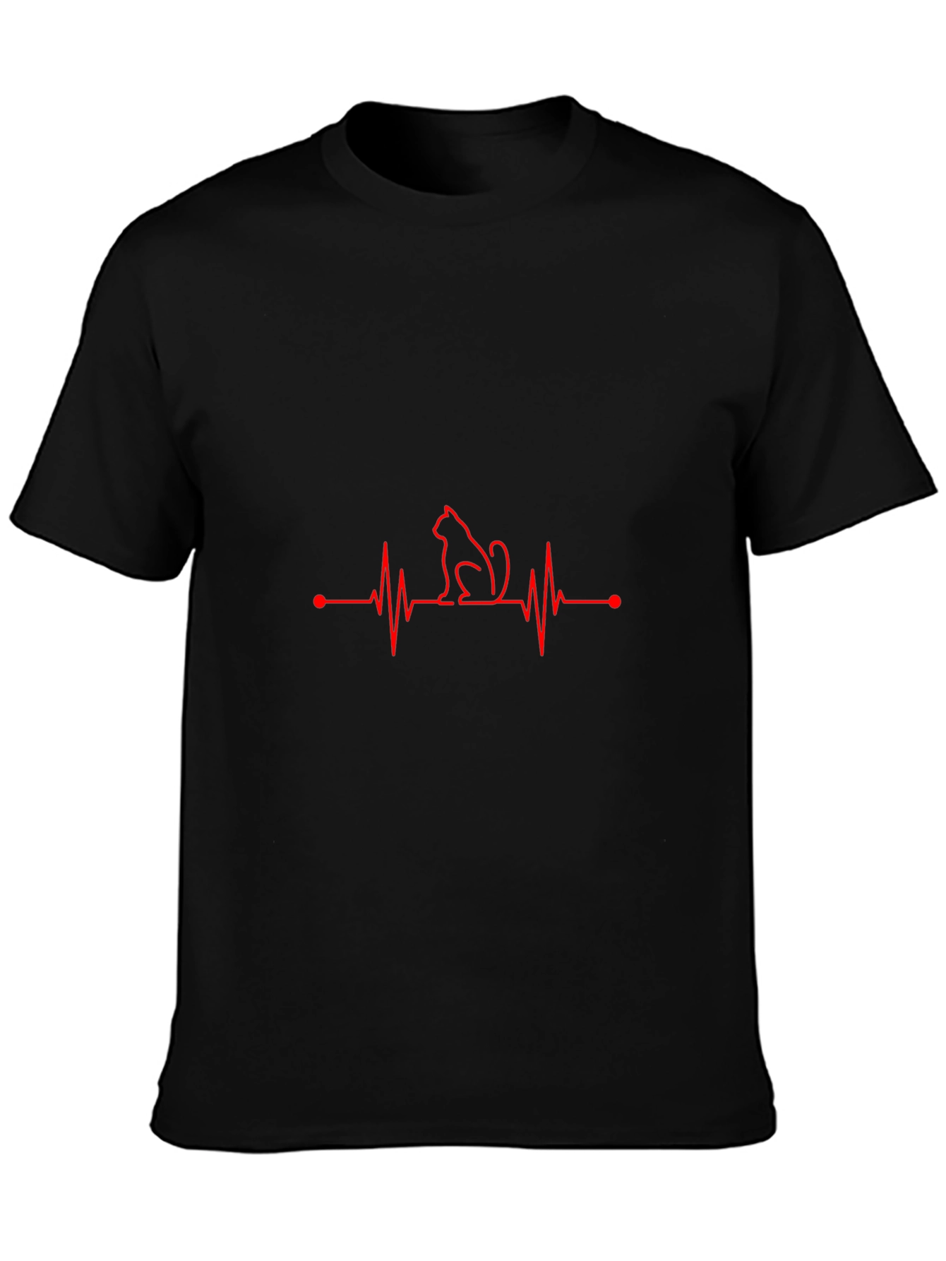Cat Heartbeat T-Shirt - Black