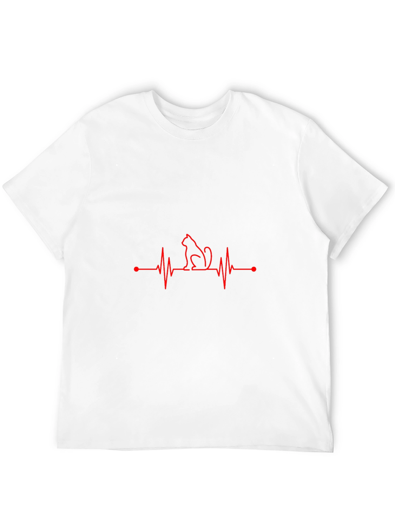 Cat Heartbeat T-Shirt - Black
