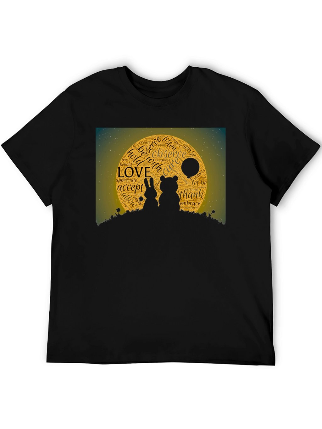 Love Word Art Black T-Shirt