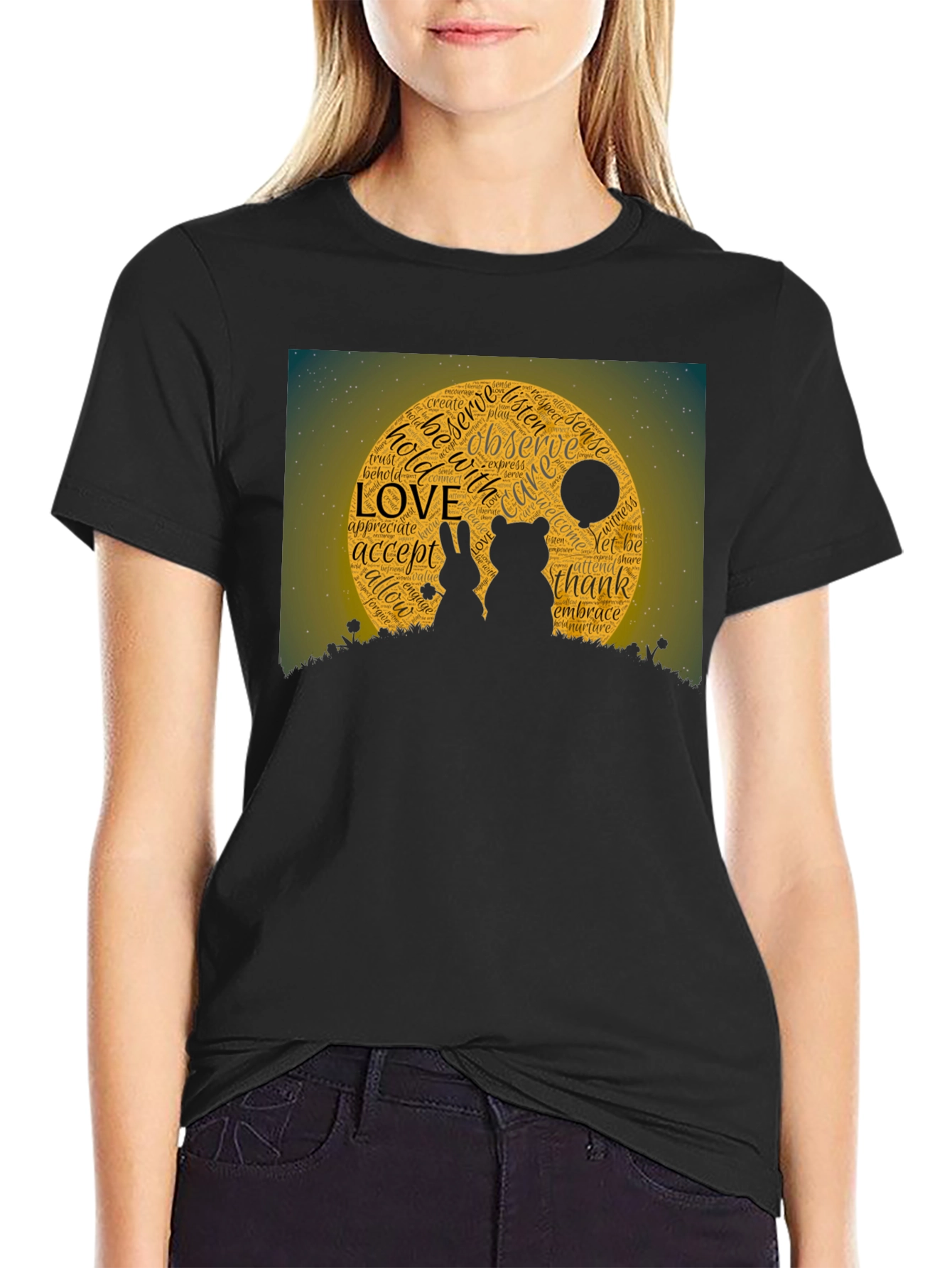 Love Word Art Black T-Shirt