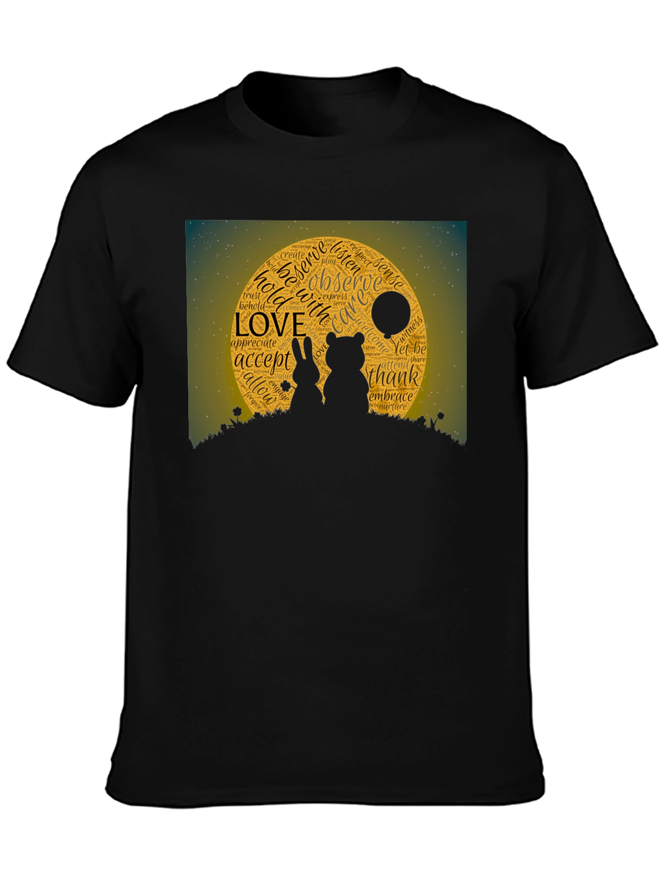Love Word Art Black T-Shirt