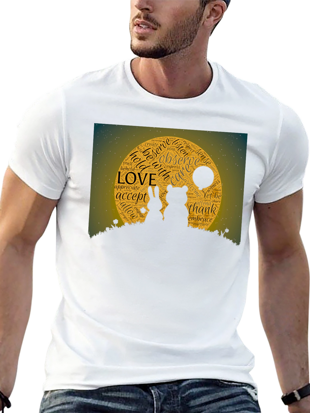 Love Word Art Black T-Shirt