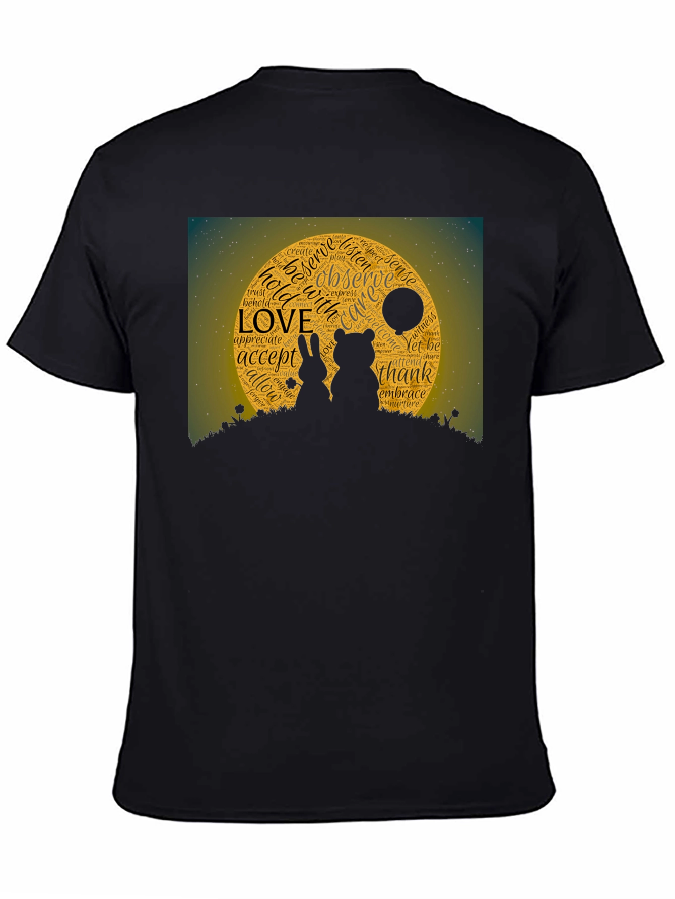 Love Word Art Black T-Shirt
