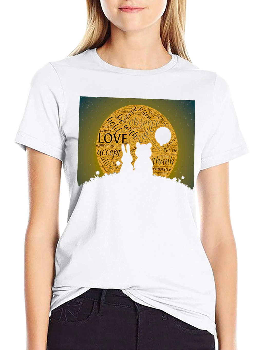 Love Word Art Black T-Shirt