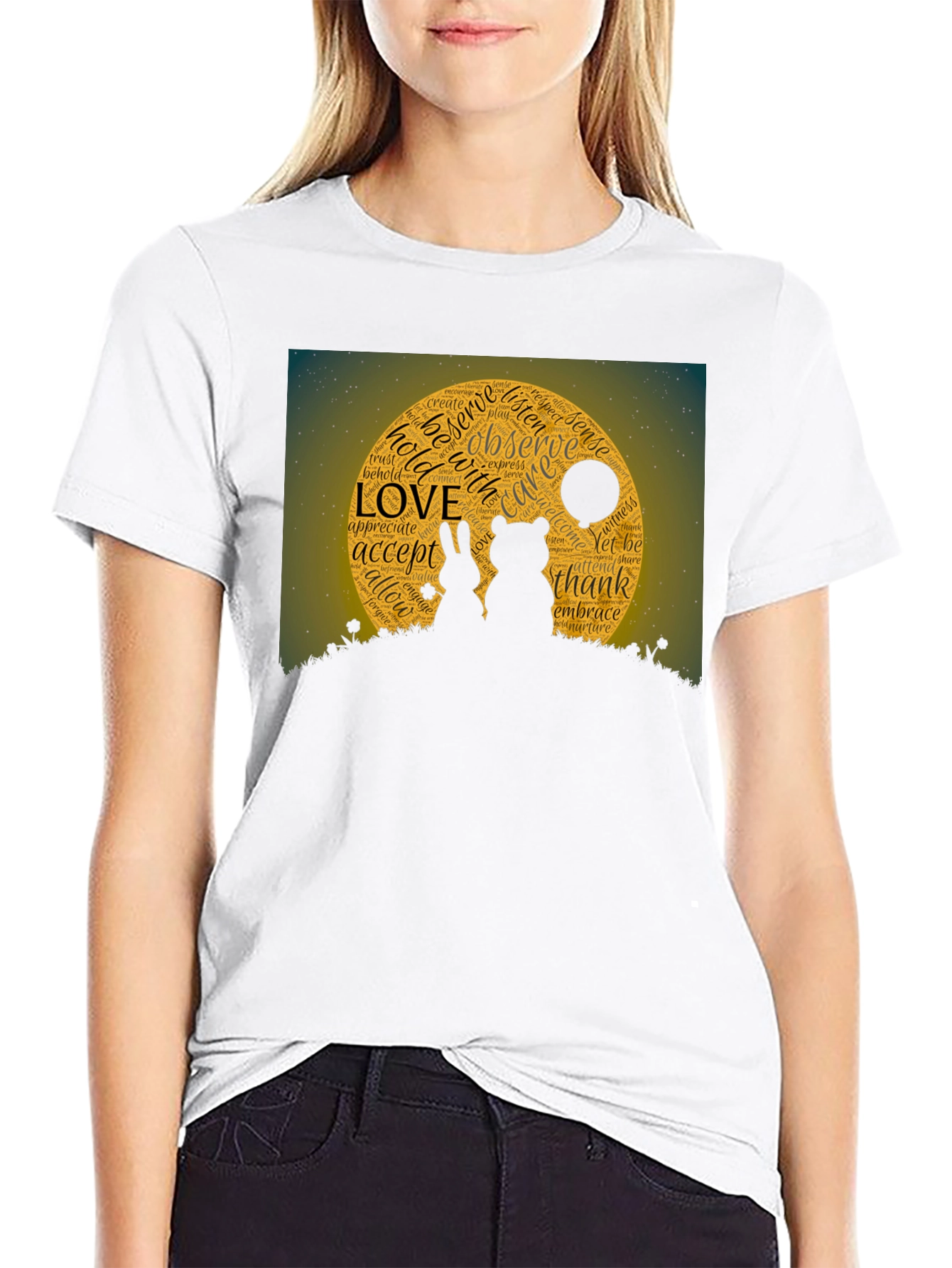Love Word Art Black T-Shirt