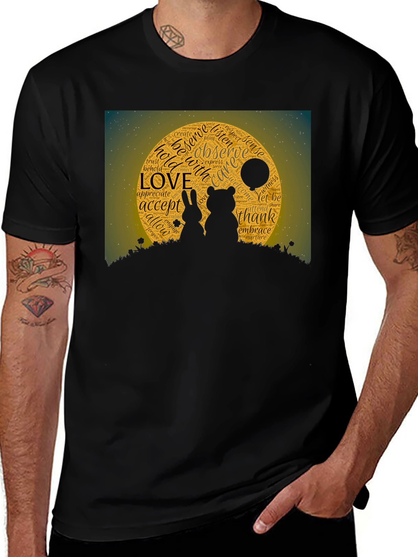 Love Word Art Black T-Shirt