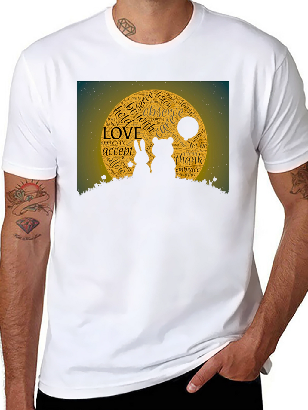 Love Word Art Black T-Shirt