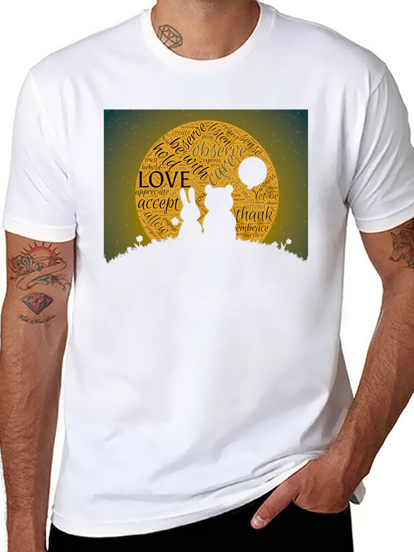 Love Word Art Black T-Shirt