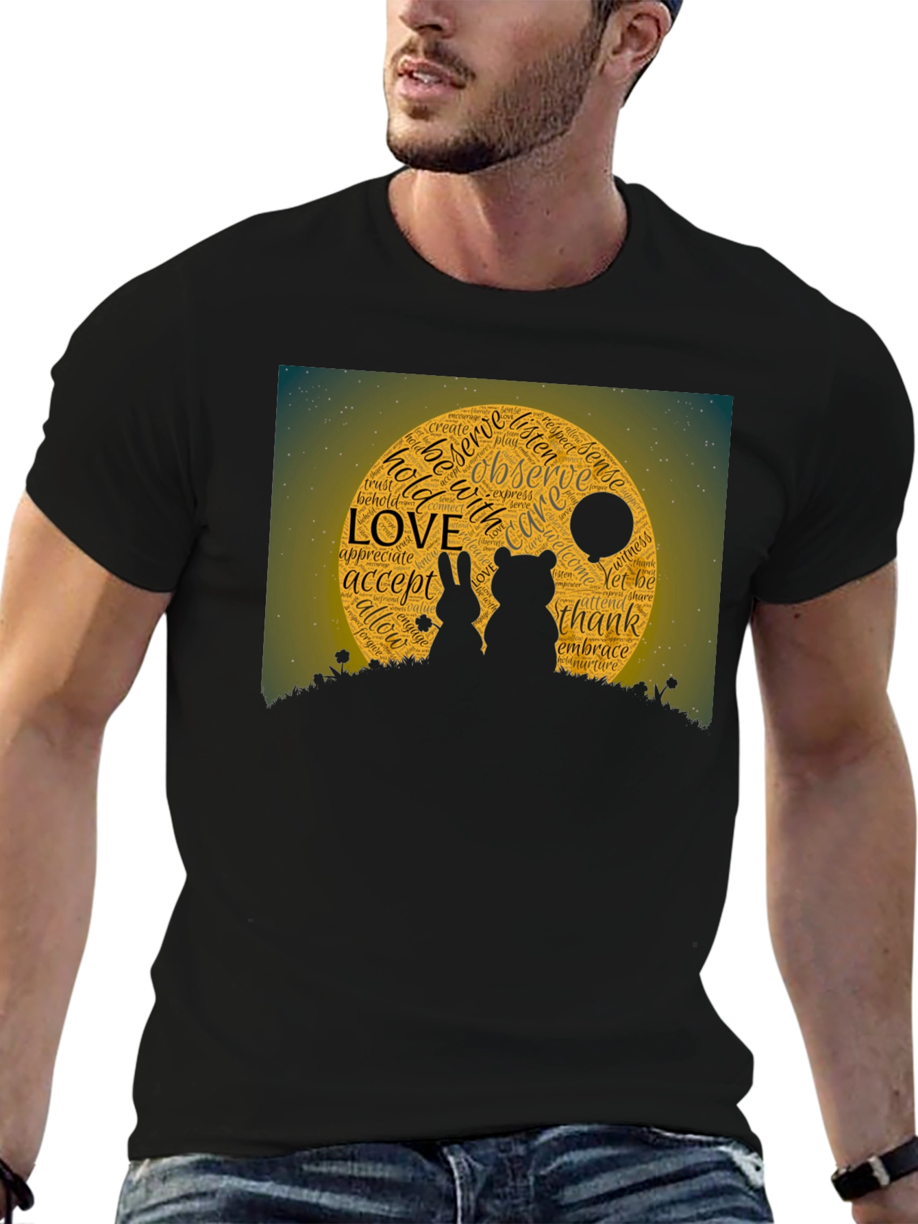 Love Word Art Black T-Shirt