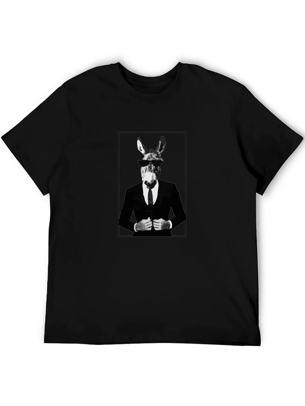 Black T-Shirt with Donkey Suit Graphic
