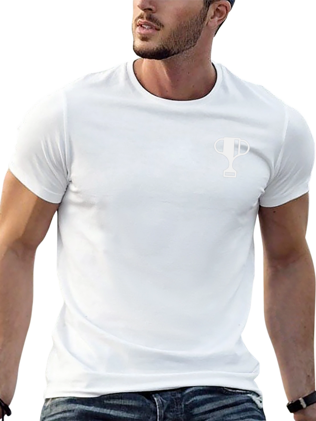 Mens Black T-Shirt with Trophy Graphic