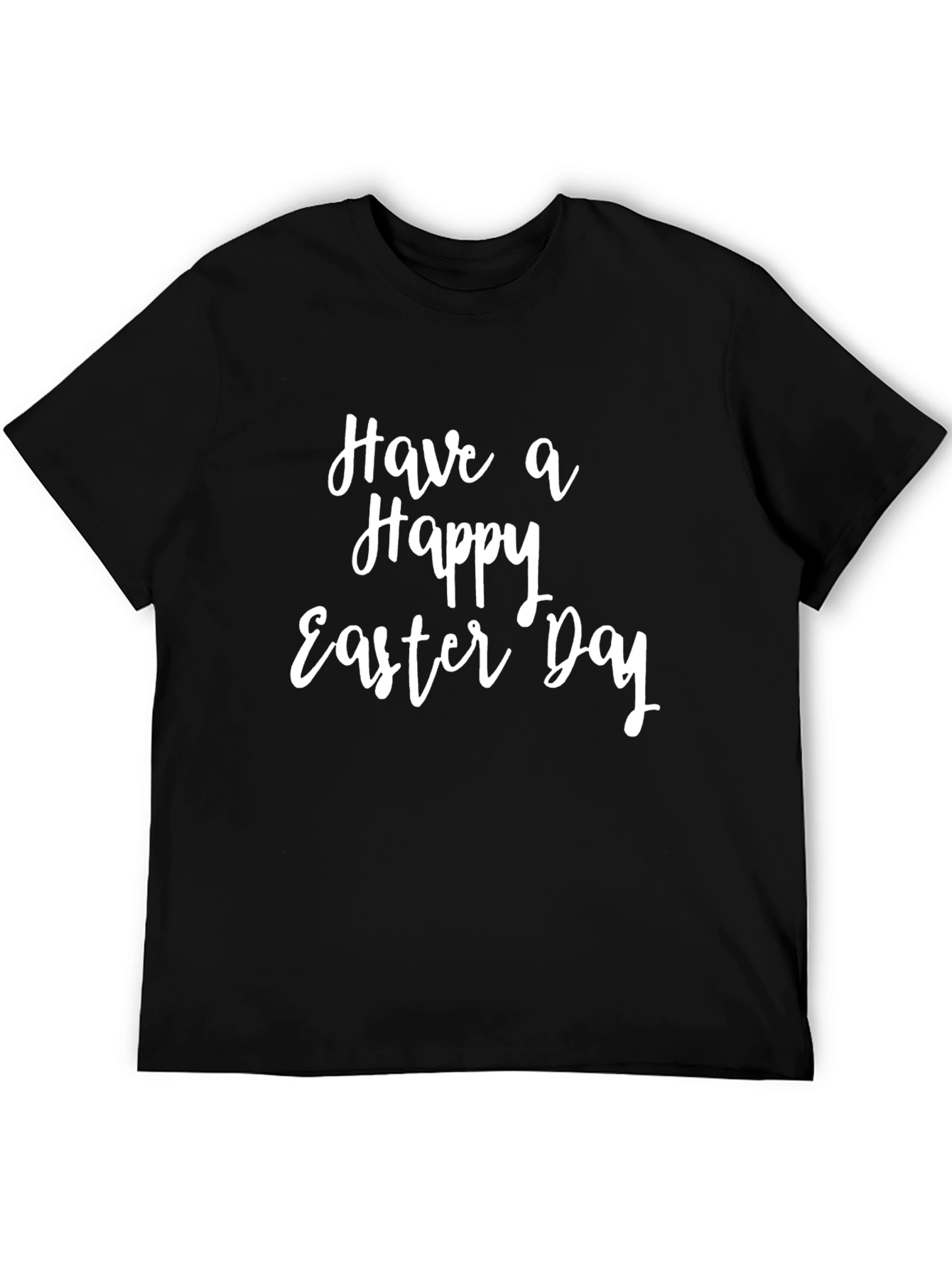 Happy Easter Day Graphic Tee - Black Cotton T-Shirt