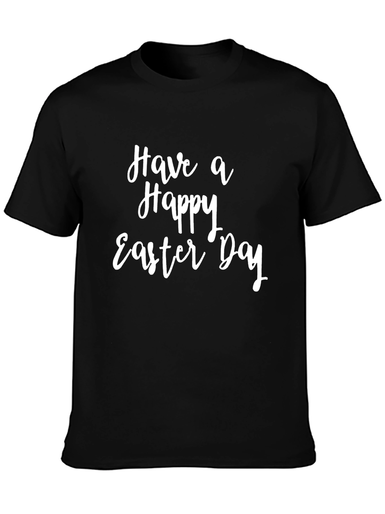 Happy Easter Day Graphic Tee - Black Cotton T-Shirt