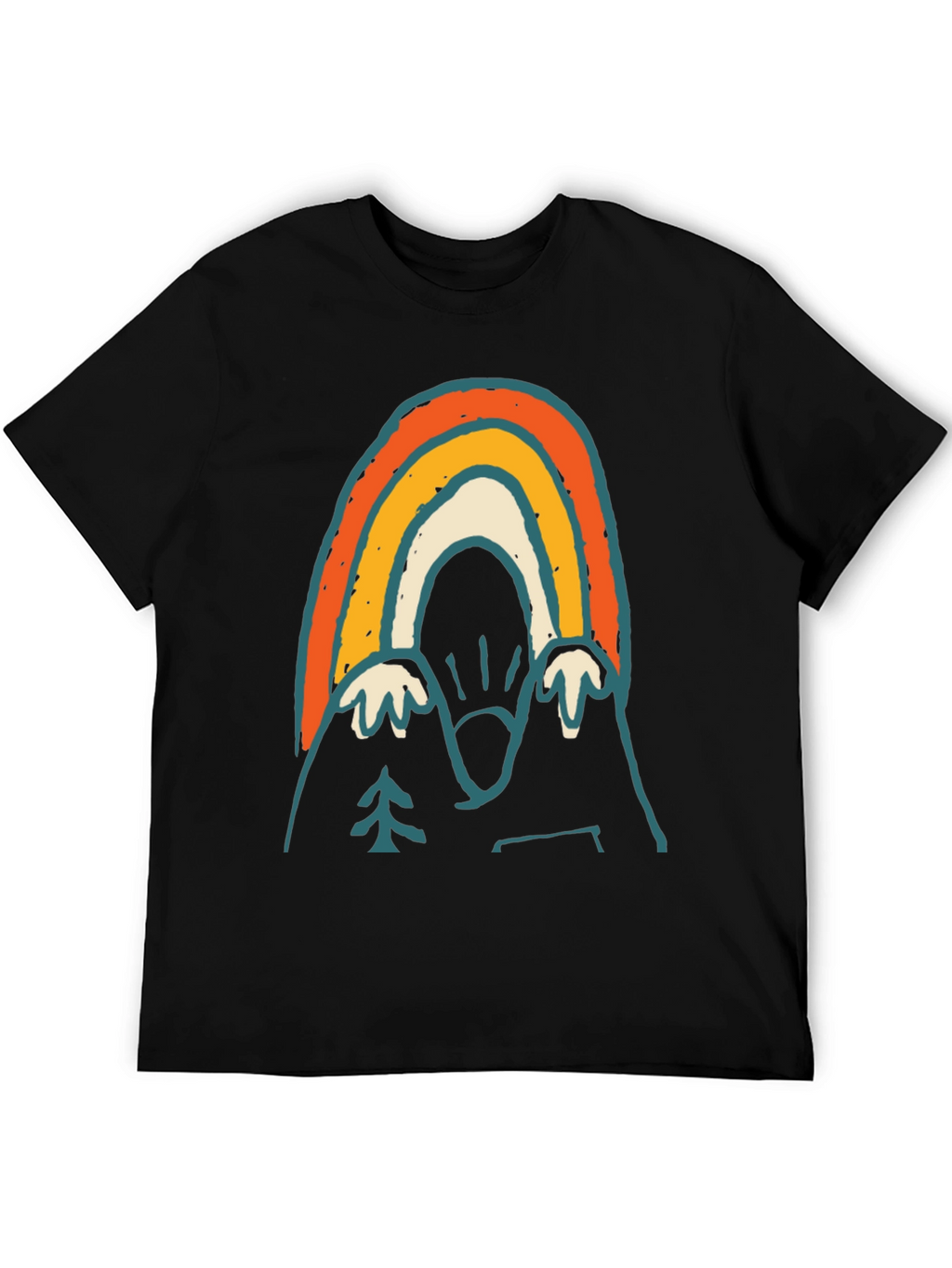 Retro Mountain Rainbow Graphic Tee - Black