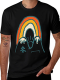 Retro Mountain Rainbow Graphic Tee - Black