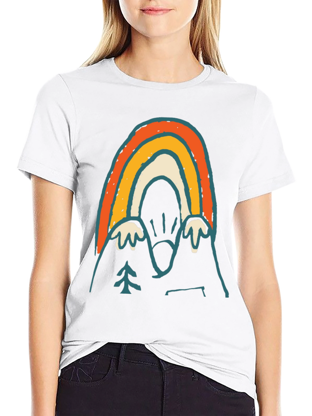 Retro Mountain Rainbow Graphic Tee - Black