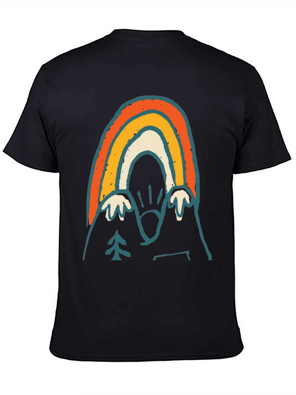 Retro Mountain Rainbow Graphic Tee - Black