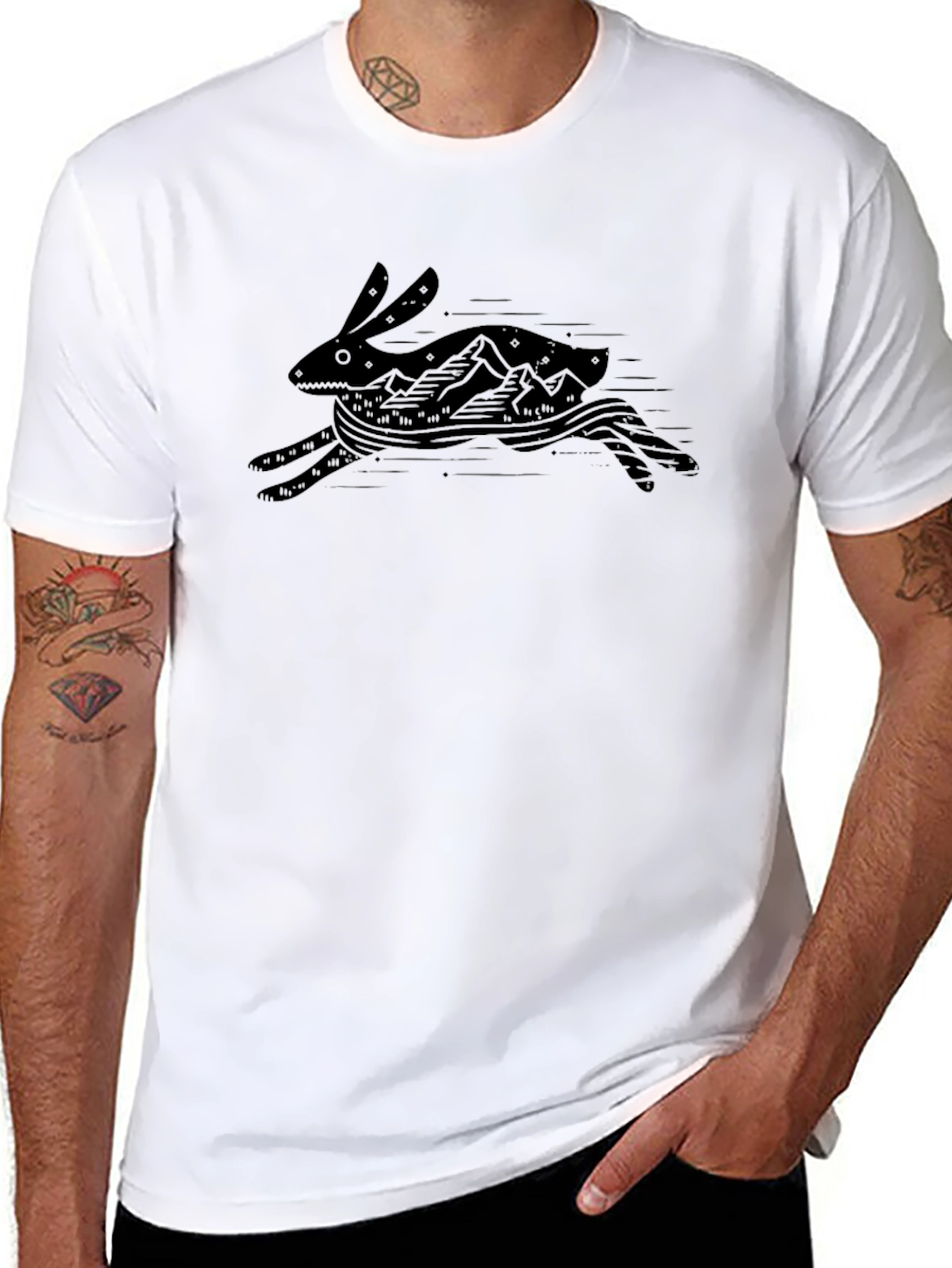 Black Graphic Tee - Running Rabbit Mountain Design